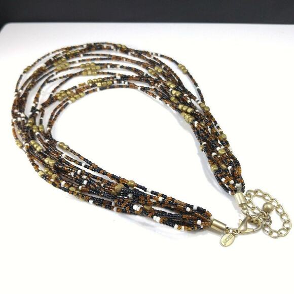 Chico's Boho Seed Bead Glass Multi-strand Necklace, Multicolored Natural Tones - Picture 2 of 9
